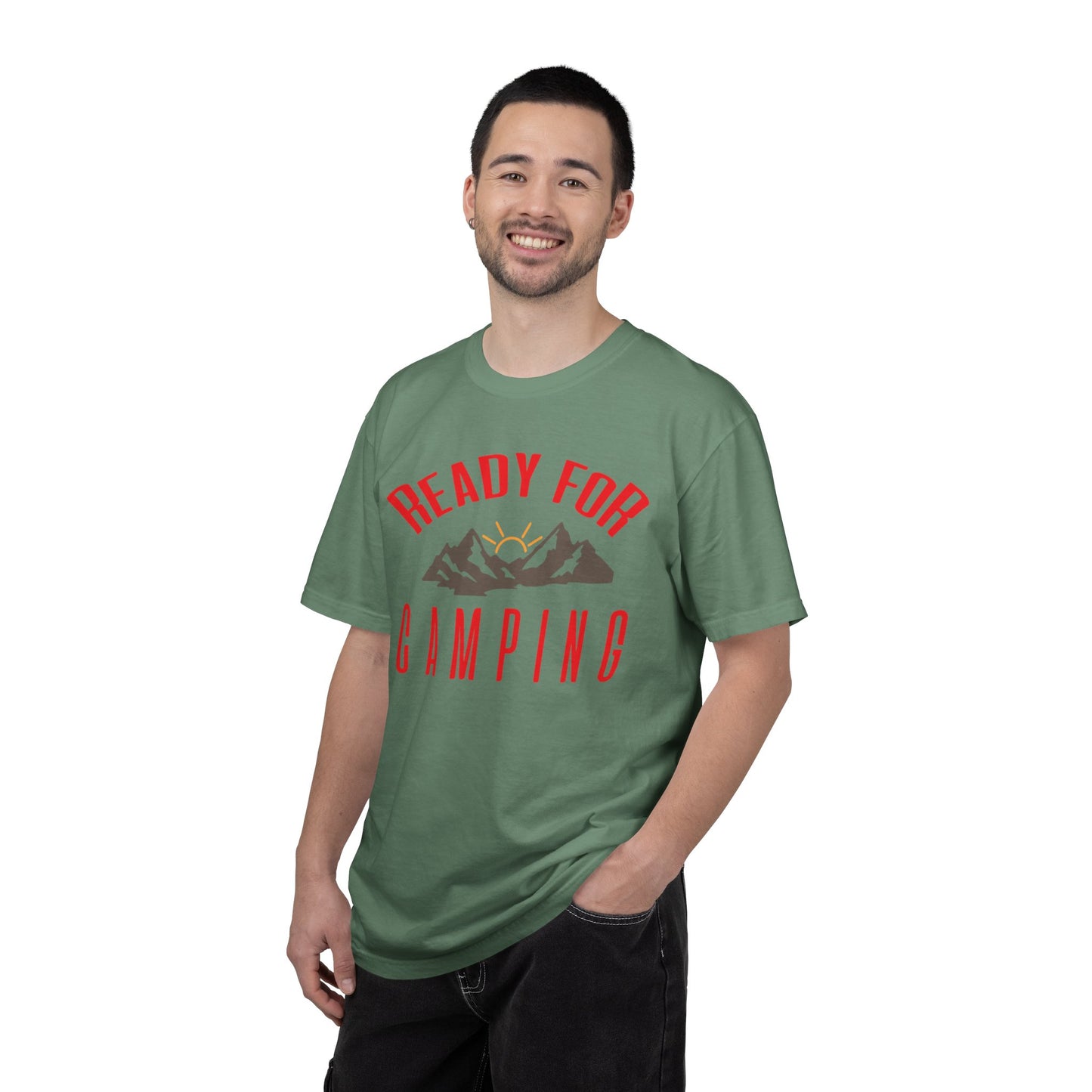 Ready For Camping Trendy Tee Adventure Mountain Hut Belays Ropes Fun Activities Bonfire Unisex Heavy Cotton T-Shirt