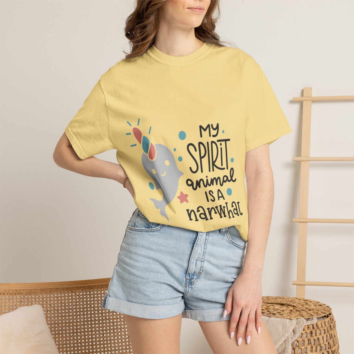 My Spirit Animal Is a Narwhal Unicorn Of The Sea Tusk Tee Inuit Culture Migration Unisex Heavy Cotton T-Shirt