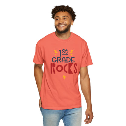 Funny 1st Grade Romeo Learning Legend Super Scholar Junior Geniuses Science Star Student’s Day Unisex Heavy Cotton T-Shirt
