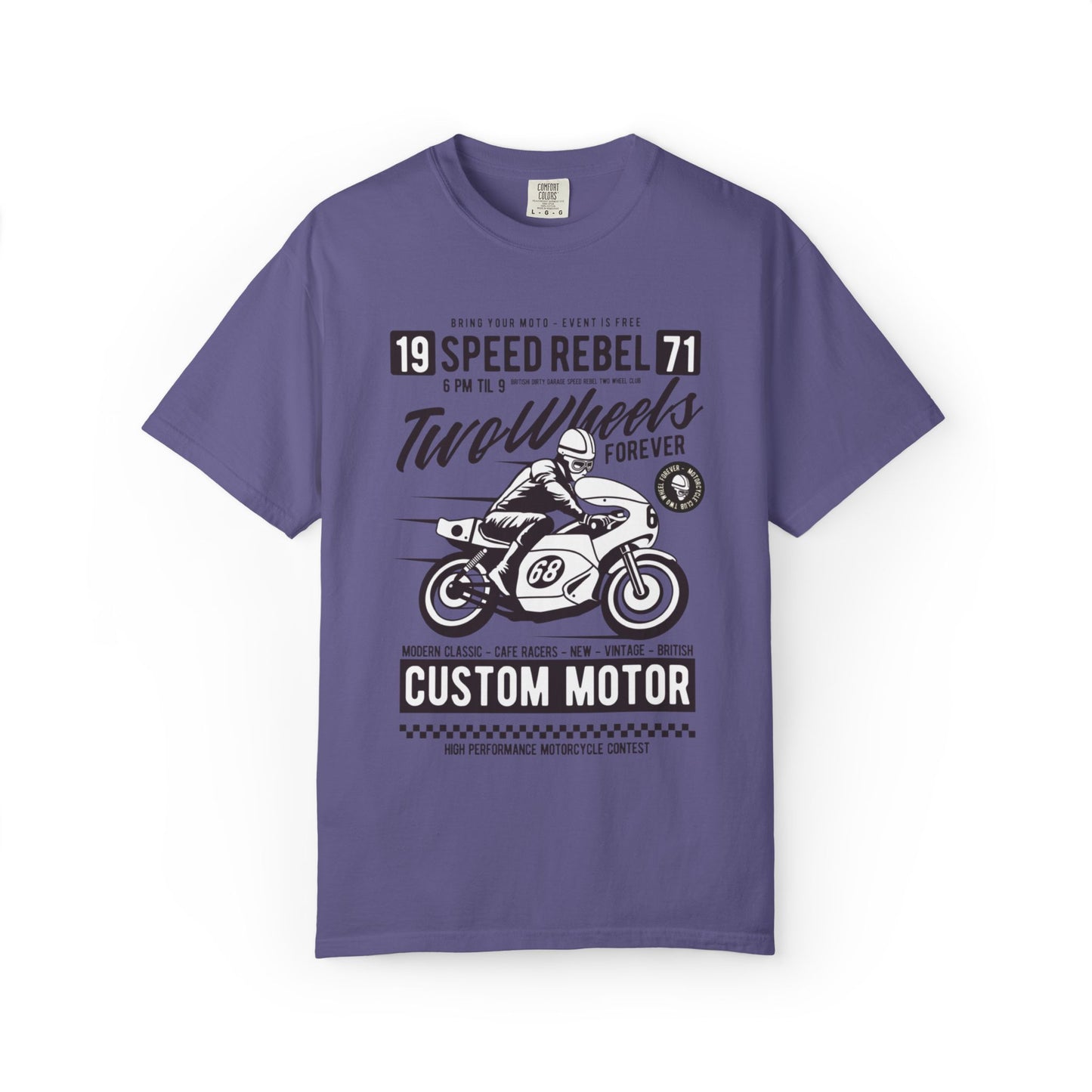 Speed Rebel Two Wheels Custom Engine Club Motorbike Lovers Trendy Tee High-speed Rider Adventure Racer Unisex Heavy Cotton T-Shirt