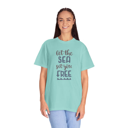 Let The Sea Set You Free Summer Tee Sunshine Days Ice Cream Camping Beachcombing Unisex Heavy Cotton T-Shirt