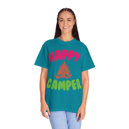 Happy Camper Freedom Fighter Adventure Lovers Tee Nature Exploration Bonfire Travel Van Unisex Heavy Cotton T-Shirt