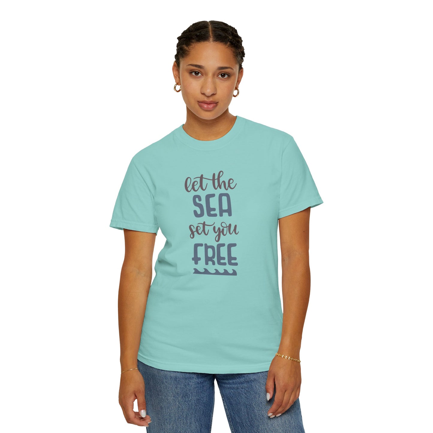 Let The Sea Set You Free Summer Tee Sunshine Days Ice Cream Camping Beachcombing Unisex Heavy Cotton T-Shirt