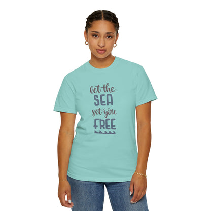 Let The Sea Set You Free Summer Tee Sunshine Days Ice Cream Camping Beachcombing Unisex Heavy Cotton T-Shirt