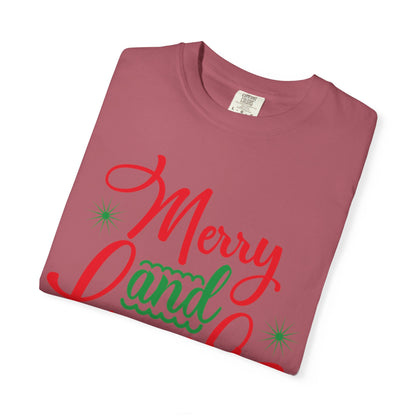Cheerful Merry & Bright Joyful Christmas Time Christmas Lights Merry Christmas Jesus Birth Unisex Heavy Cotton T-Shirt