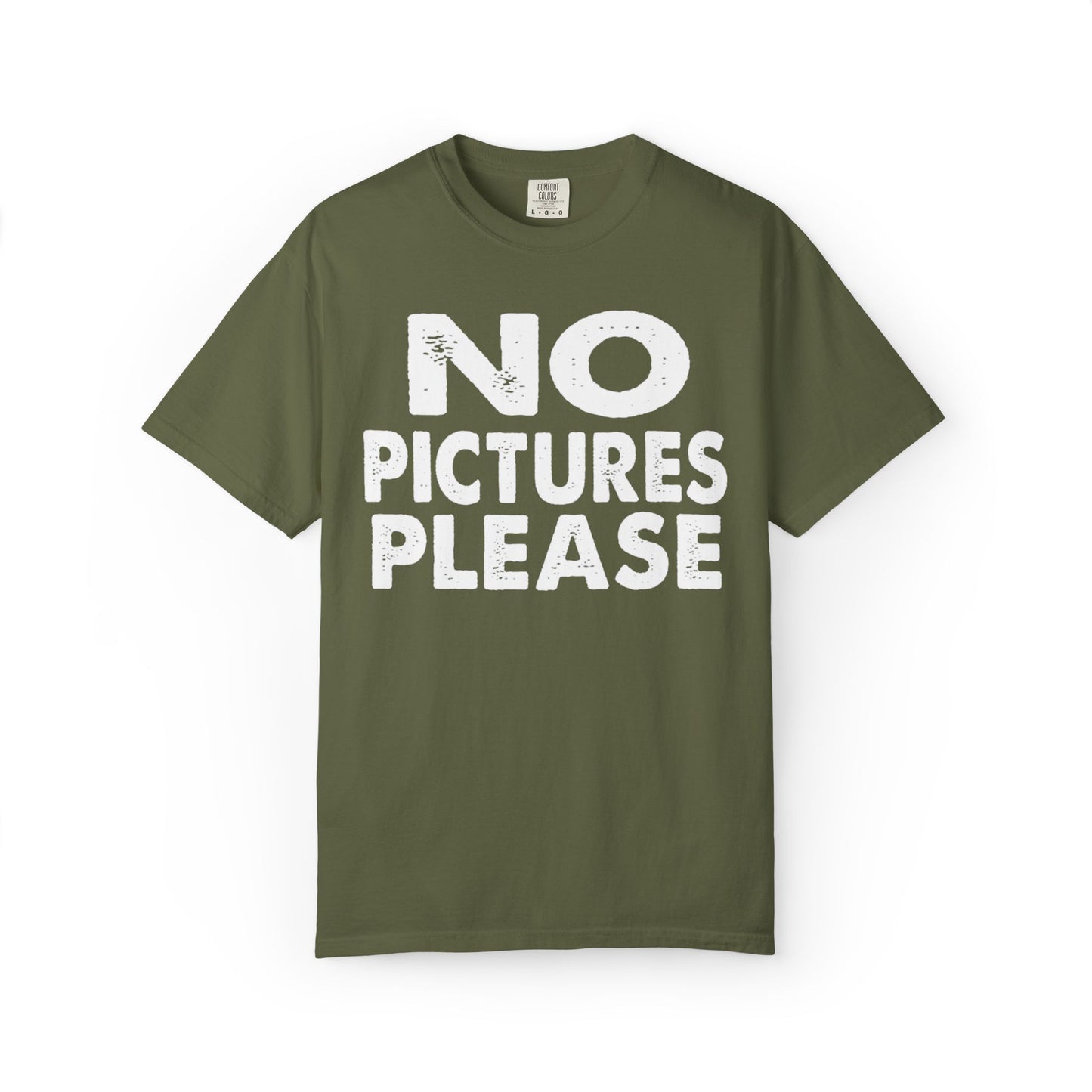 No Picture Please Photogenic Tee No Flash Camera-Shy Personal Space Unisex Heavy Cotton T-Shirt