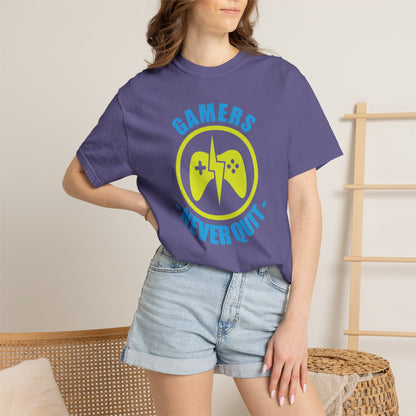 Inspirational Gamers Never Quit Virtual Immortality Forever A Gamer Immortalized In Pixels Unisex Heavy Cotton T-Shirt