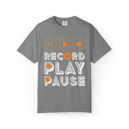 Thrilling Record Play Pause Playback Actions Sound Management Audio Functions Unisex Heavy Cotton T-Shirt