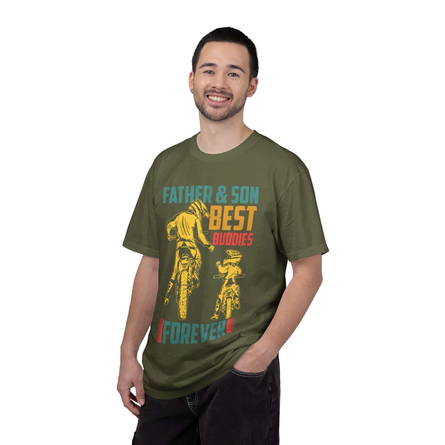 Lovable Father And Son Best Buddies Forever Role Model Loving Father Fatherhood Heroic Dad Unisex Heavy Cotton T-Shirt