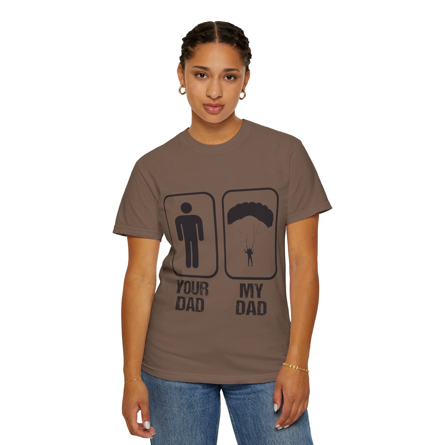 Proud Son Your Dad My Dad Thrill-Seeker Father Parenting Journey Ideal Skydiving Unisex Heavy Cotton T-Shirt