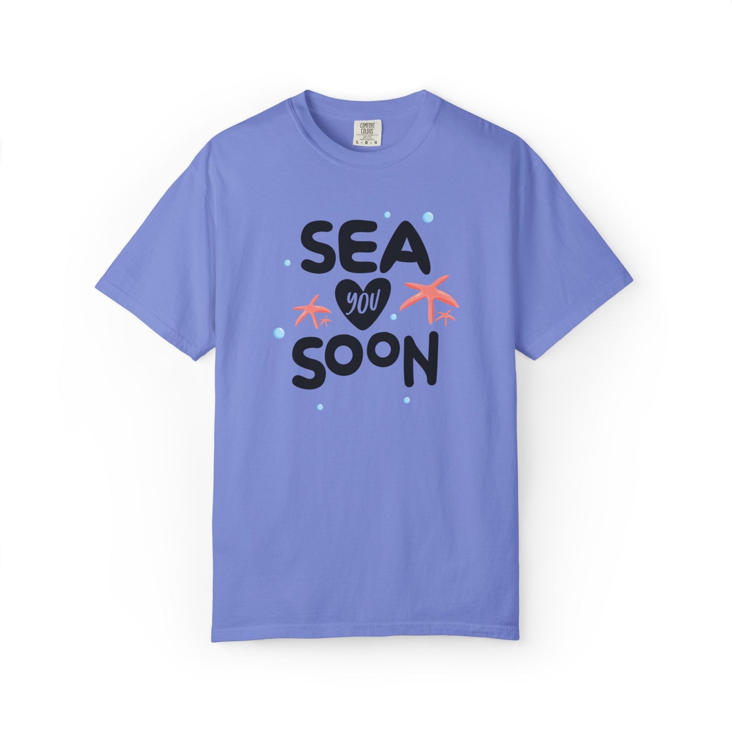 Sea You Soon Sarcastic Tee Ocean Wordplay Seaside Lover Summer Goodbye Ocean Trip Unisex Heavy Cotton T-Shirt