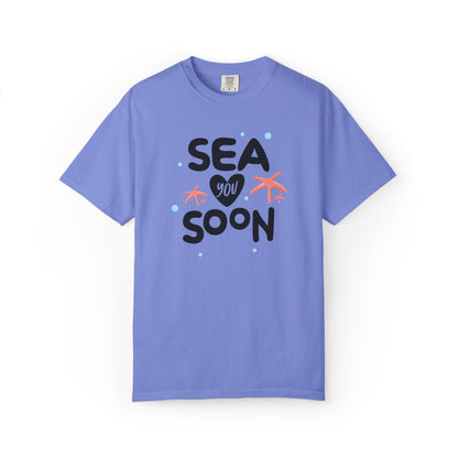 Sea You Soon Sarcastic Tee Ocean Wordplay Seaside Lover Summer Goodbye Ocean Trip Unisex Heavy Cotton T-Shirt