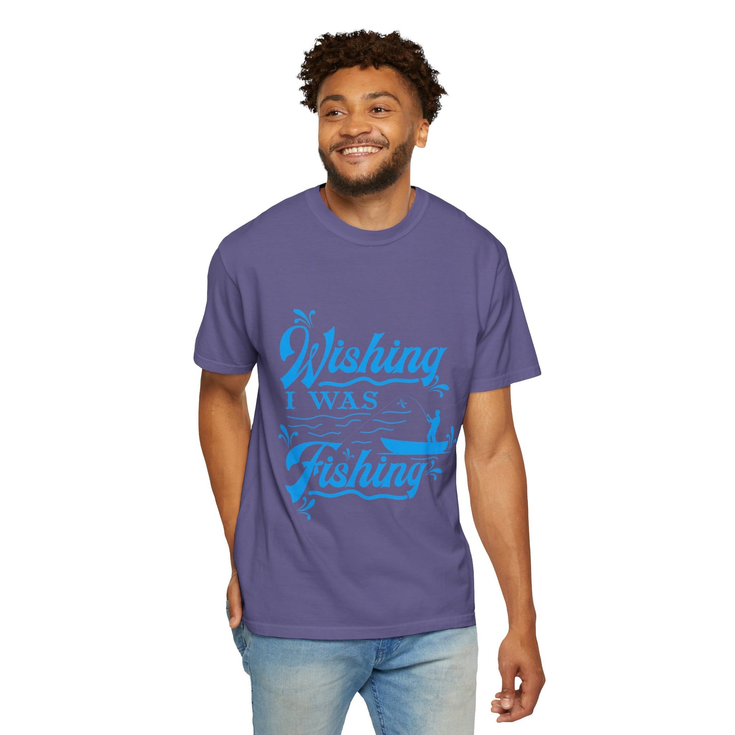 Funny Wishing I Was Fishing Catch and Release Unconditional Love Fishing Boat  Fishing Rod Sarcastic Adventure Unisex Heavy Cotton T-Shirt