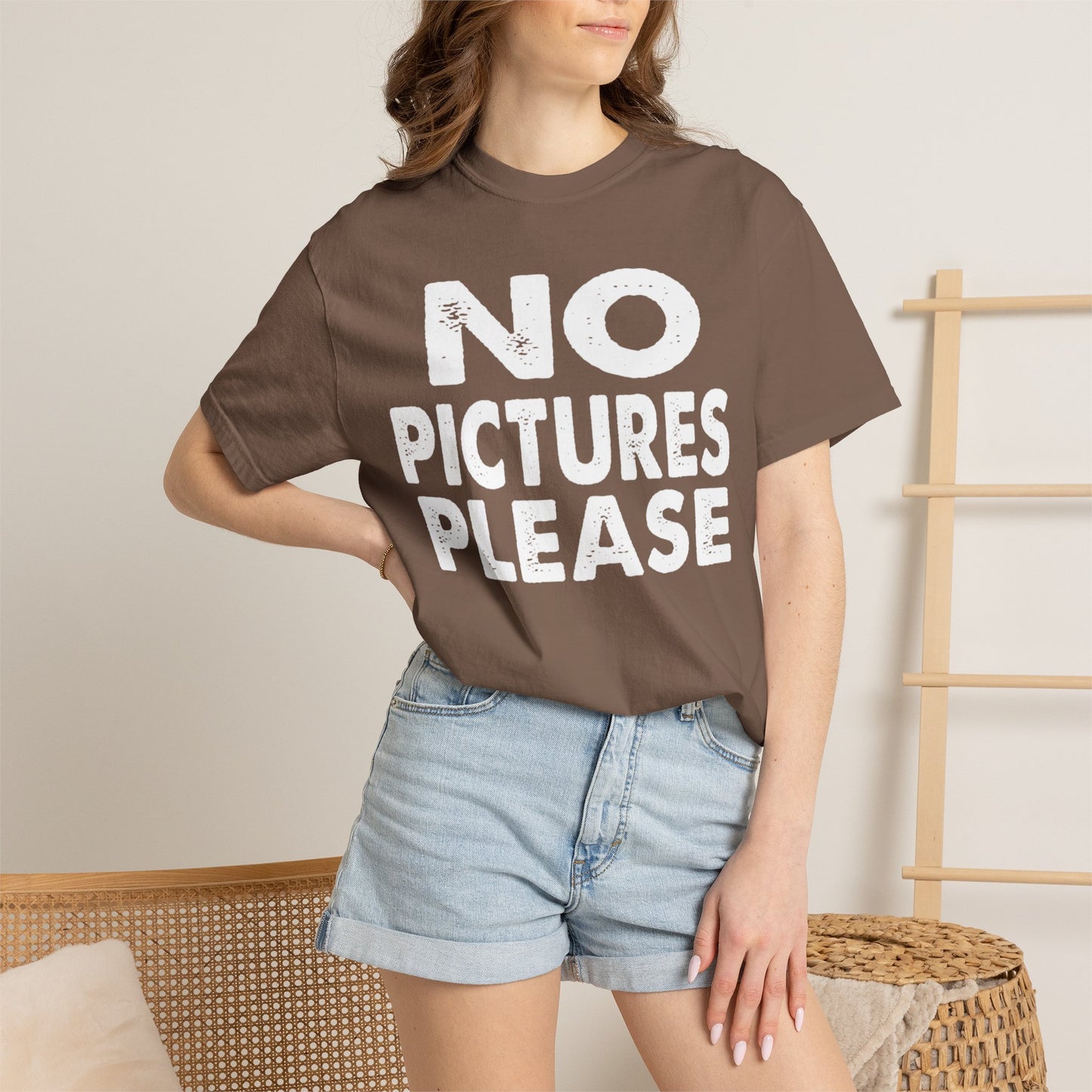 No Picture Please Photogenic Tee No Flash Camera-Shy Personal Space Unisex Heavy Cotton T-Shirt
