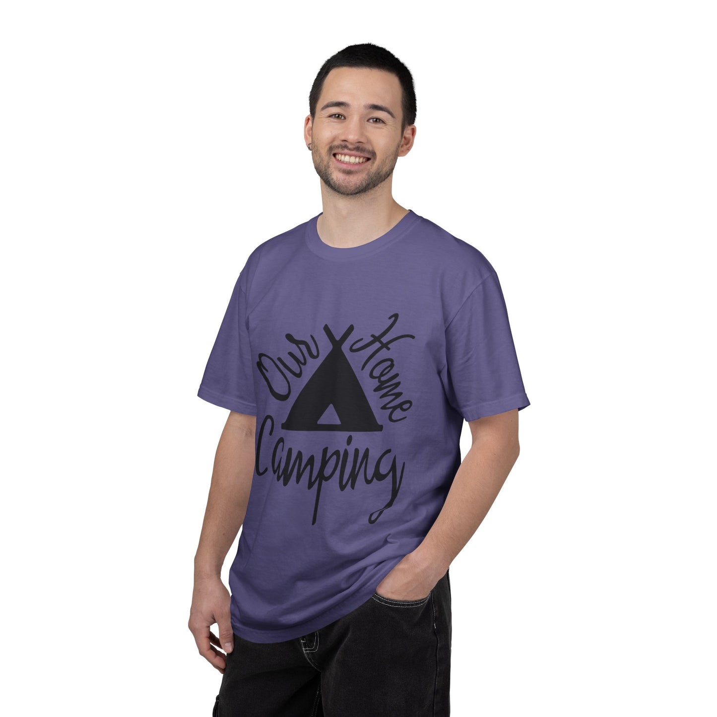 Our Home Camping Freedom Fighter Adventure Lovers Tee Nature Exploration Bonfire Travel Van Unisex Heavy Cotton T-Shirt
