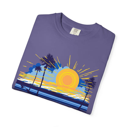 Sunset And Beach Summer Trendy Tee Sunshine Days Ice Cream Summer Camp Beachcombing Anchor Unisex Heavy Cotton T-Shirt