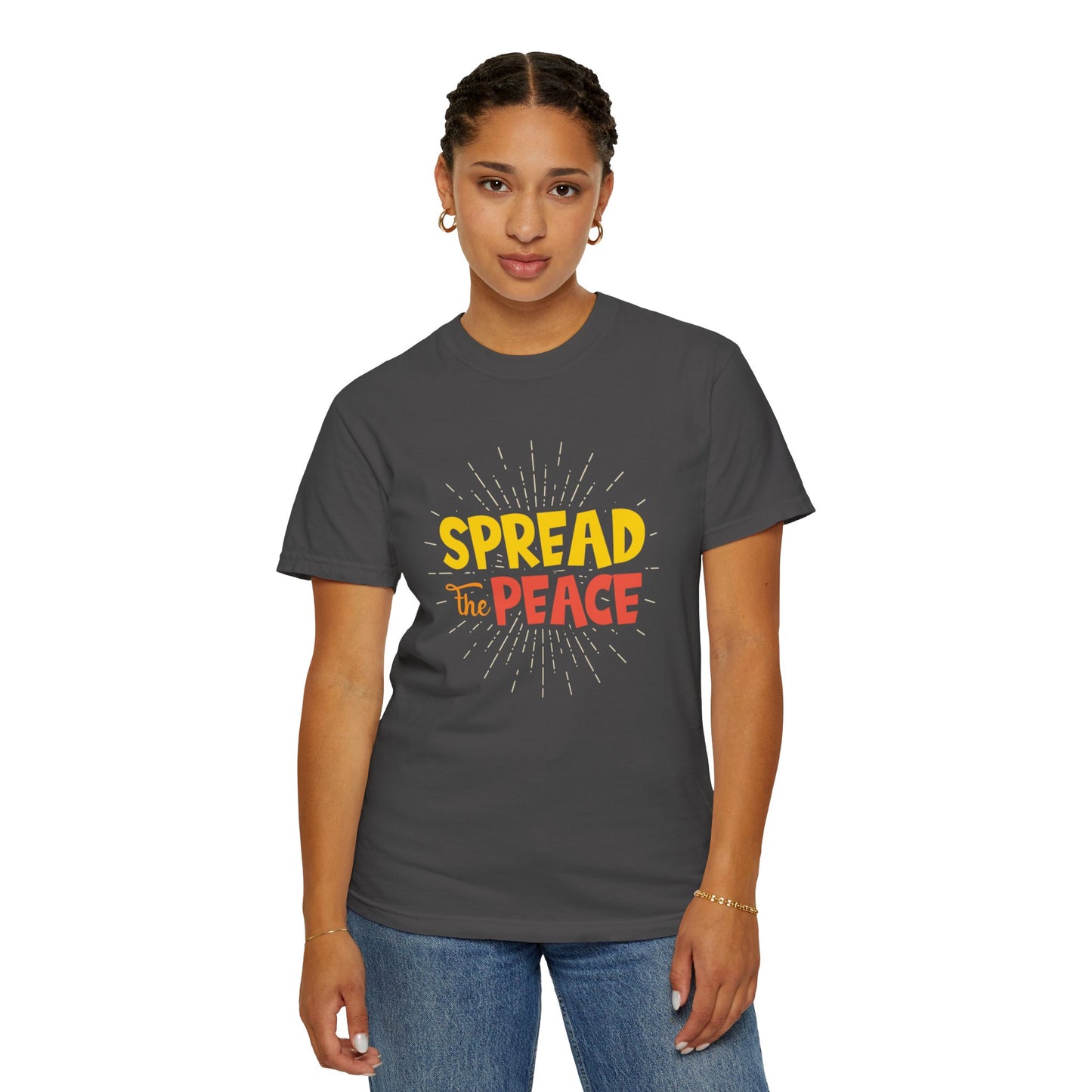 Spread The Peace Trendy Tee Encouraging Anti-violence Unity Kindness Humble Positivity Unisex Heavy Cotton T-Shirt