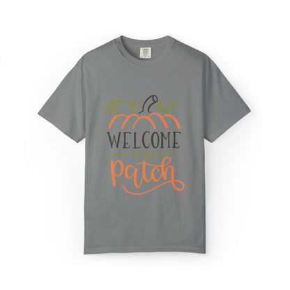 Welcome To Our Patch Harvest Festival Autumn Pumpkins Tee Fall Activities Farm Visit Family Fun Unisex Heavy Cotton T-Shirt
