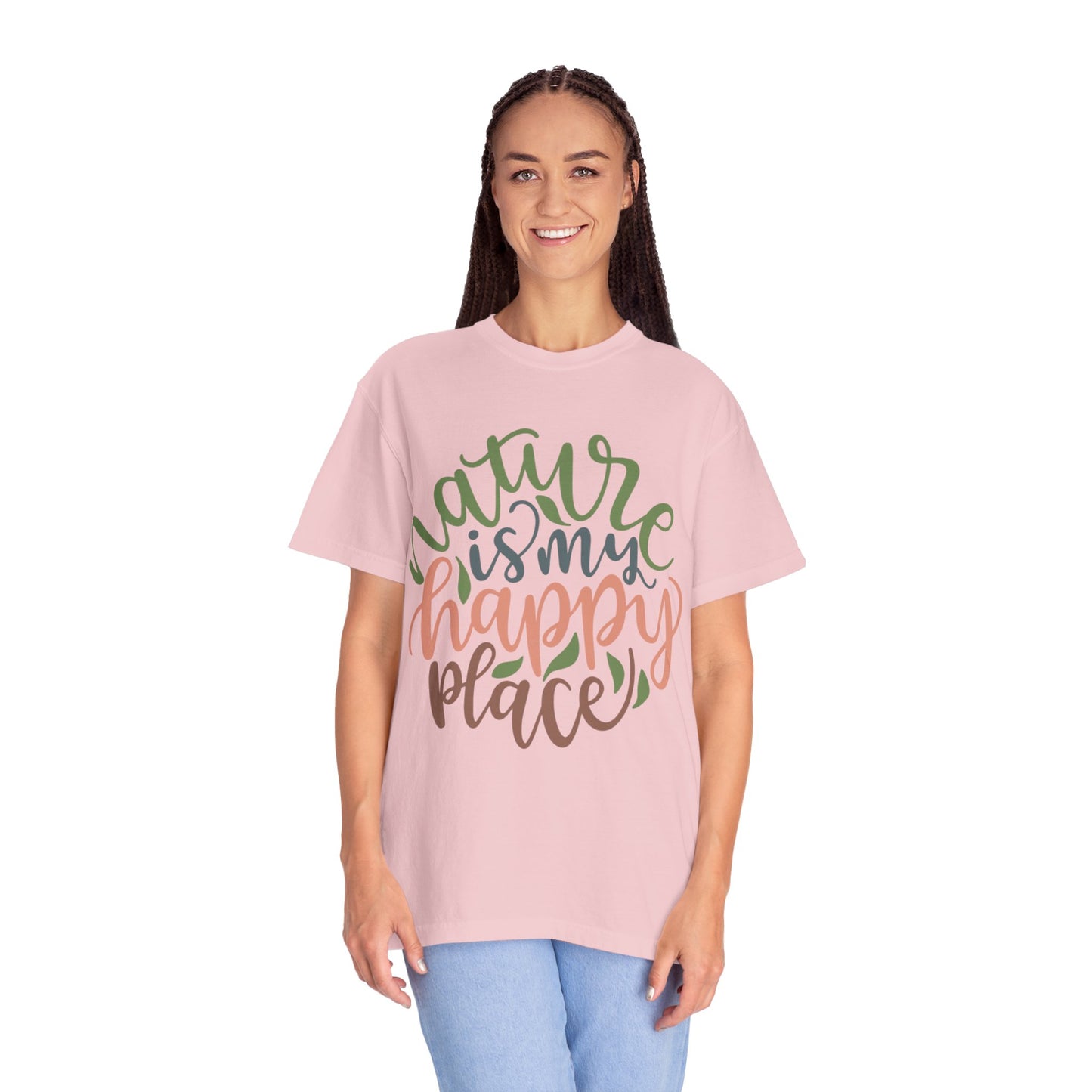 Nature Is My Happy Place Adventure Happiness Trendy Tee Life Journey Fun Memories Paradise Unisex Heavy Cotton T-Shirt
