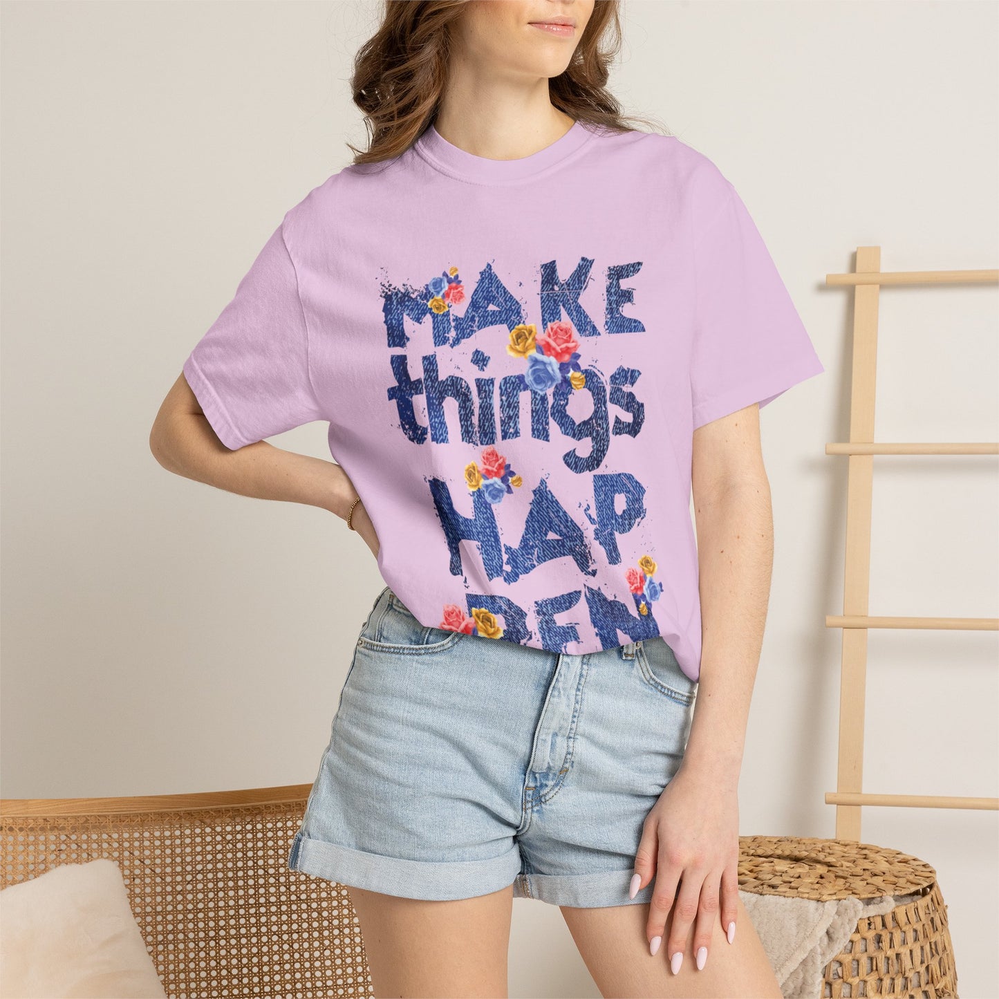 Make Things Happen Positivity Optimism Trendy Tee Mindset Gratitude Empathy Support Courage Unisex Heavy Cotton T-Shirt