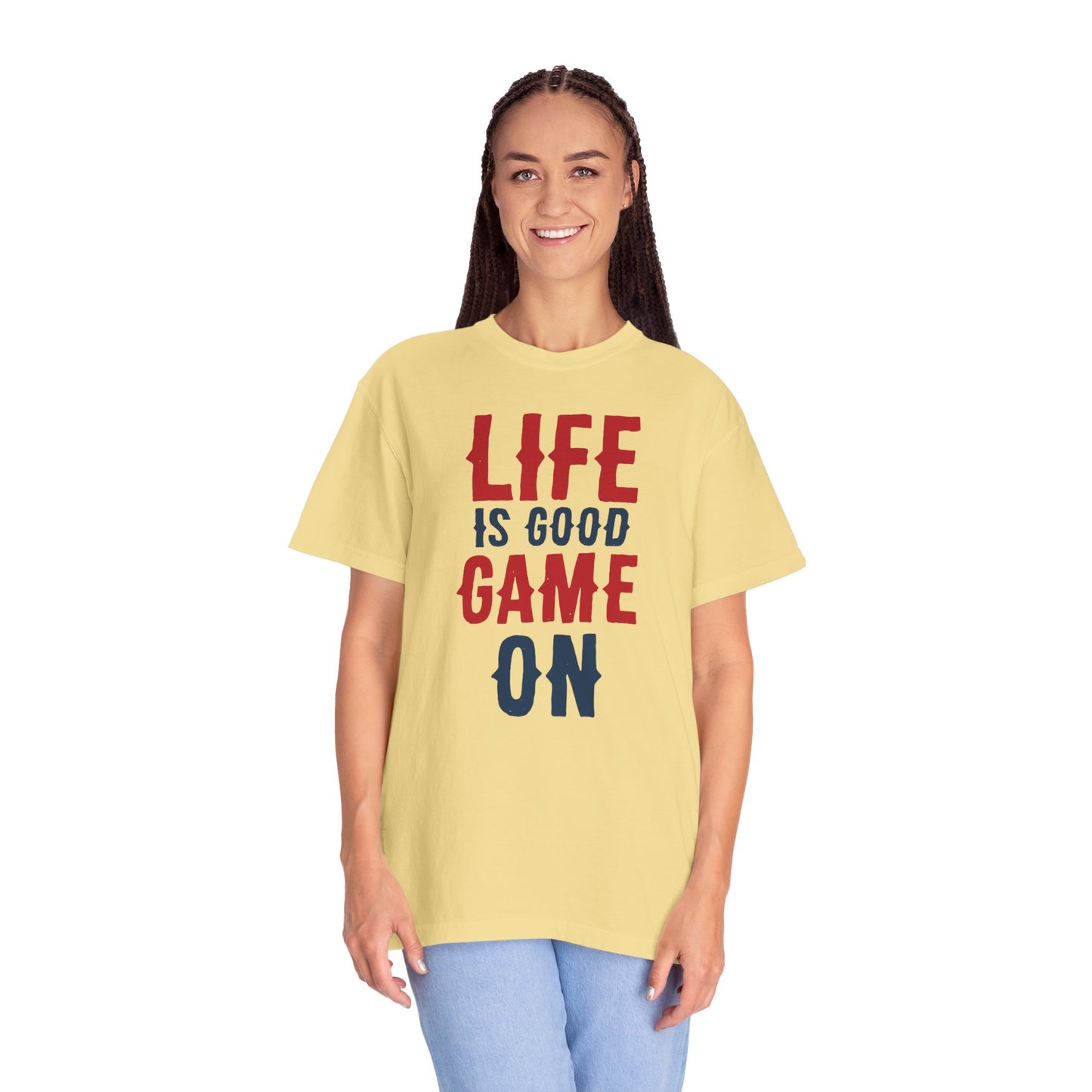 Life Is Good Game On Baseball Player Grand Slam Performers Tee Infield Magicians Batting Champions Unisex Heavy Cotton T-Shirt