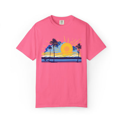 Sunset And Beach Summer Trendy Tee Sunshine Days Ice Cream Summer Camp Beachcombing Anchor Unisex Heavy Cotton T-Shirt
