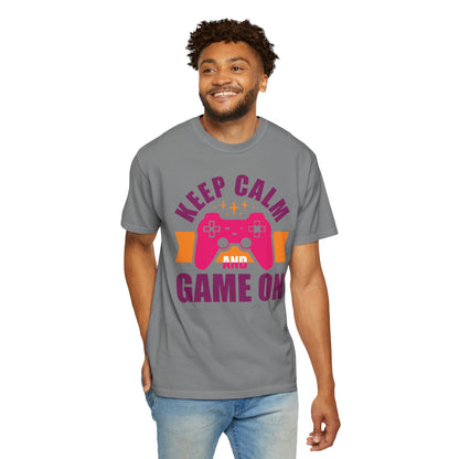Inspirational Keep Calm And Game On Pro Gamer Skills Gaming Mindset Gaming Community Gaming Console Unisex Heavy Cotton T-Shirt
