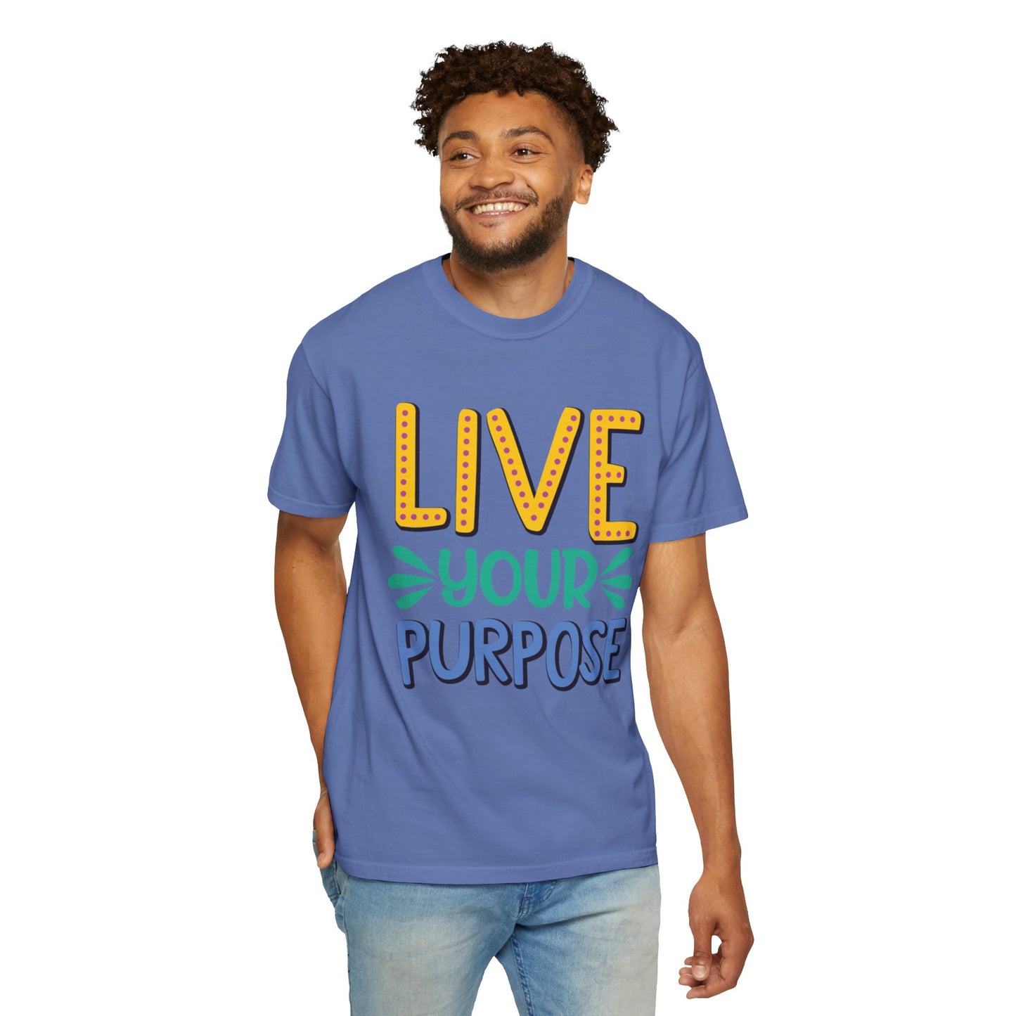 Live Your Purpose Inspirational Tee Stay Focused Positive Message Set Your Goal Empowering Personal Growth Unisex Heavy Cotton T-Shirt