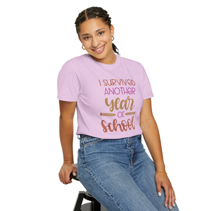 I Survived Another Year Of School Action Goal Setting Achievement Tee Self-Improvement Motivation Unisex Heavy Cotton T-Shirt