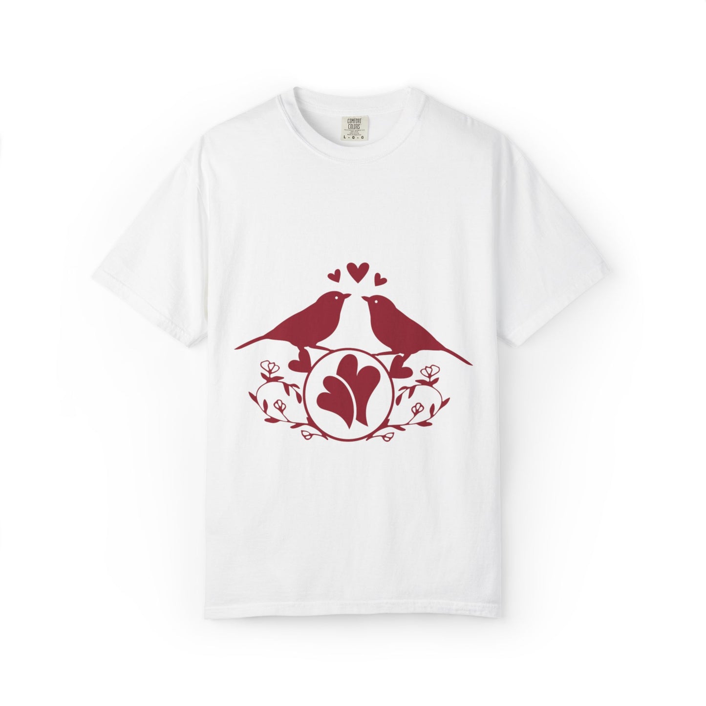 Romantic Love Birds Monogram Boundless Love Affection Lover’s Tee Infinite Bliss Butterfly Kisses Evergreen Romance Unisex Heavy Cotton T-Shirt