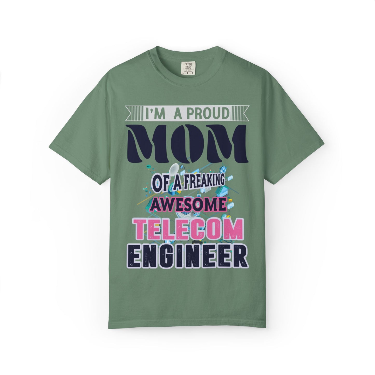 Proud Mom Telecom Engineer Mobile Technology Signal Processing Digital Communication Radio Frequencies Unisex Heavy Cotton T-Shirt