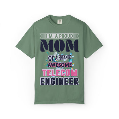 Proud Mom Telecom Engineer Mobile Technology Signal Processing Digital Communication Radio Frequencies Unisex Heavy Cotton T-Shirt