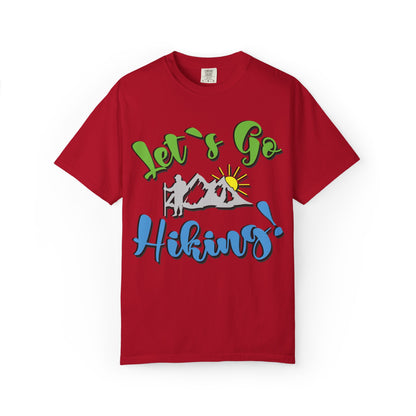 Let’s Go Hiking! Trendy Tee Adventure Mountain Hut Fun Activities Unisex Heavy Cotton T-Shirt