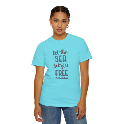 Let The Sea Set You Free Summer Tee Sunshine Days Ice Cream Camping Beachcombing Unisex Heavy Cotton T-Shirt