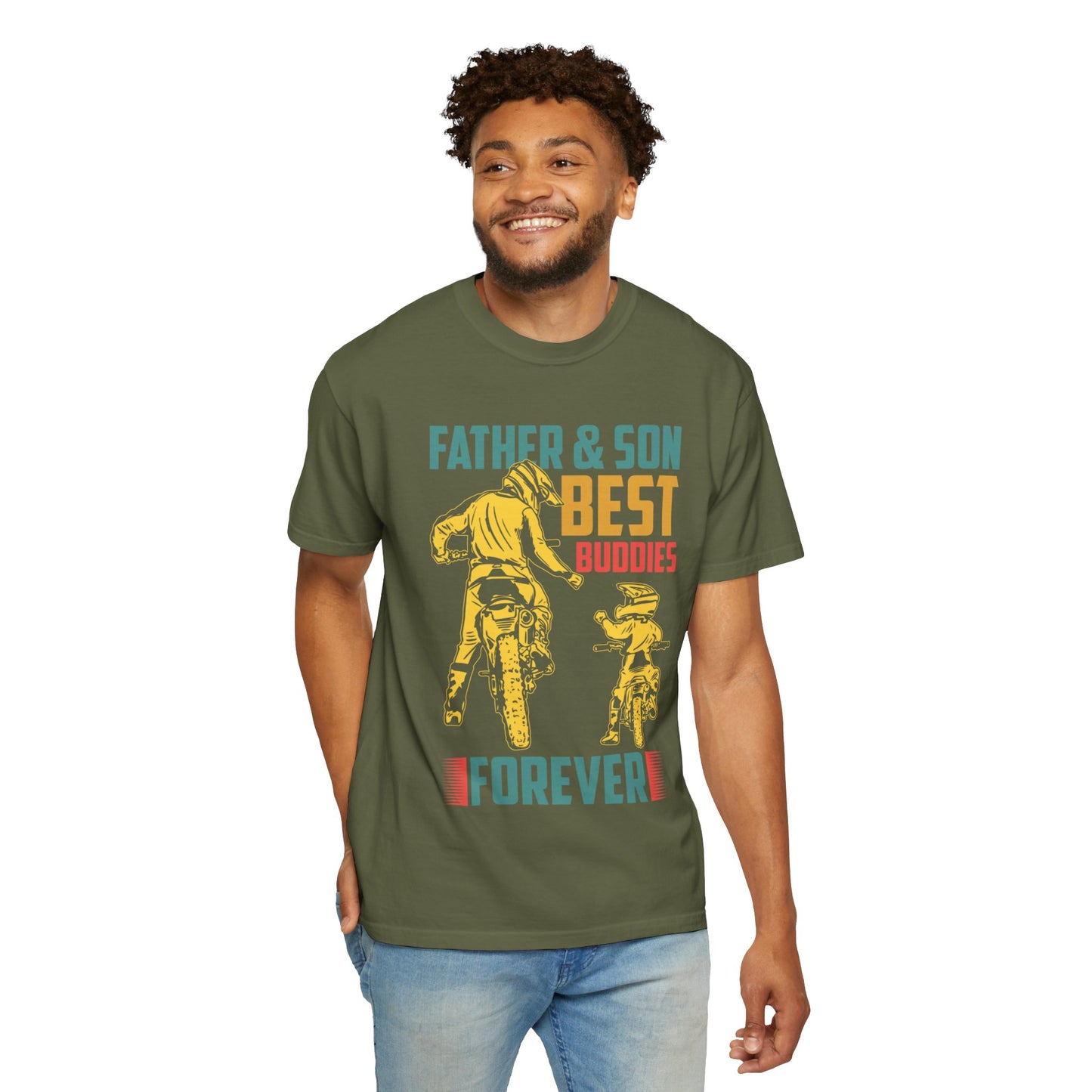 Lovable Father And Son Best Buddies Forever Role Model Loving Father Fatherhood Heroic Dad Unisex Heavy Cotton T-Shirt