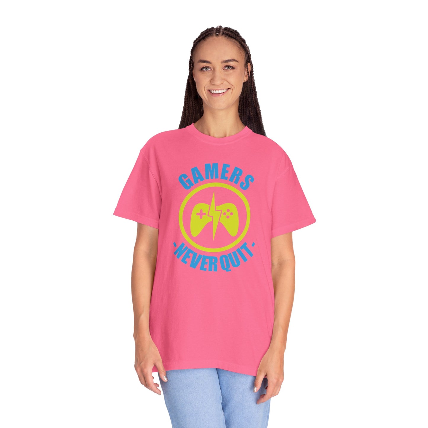 Inspirational Gamers Never Quit Virtual Immortality Forever A Gamer Immortalized In Pixels Unisex Heavy Cotton T-Shirt
