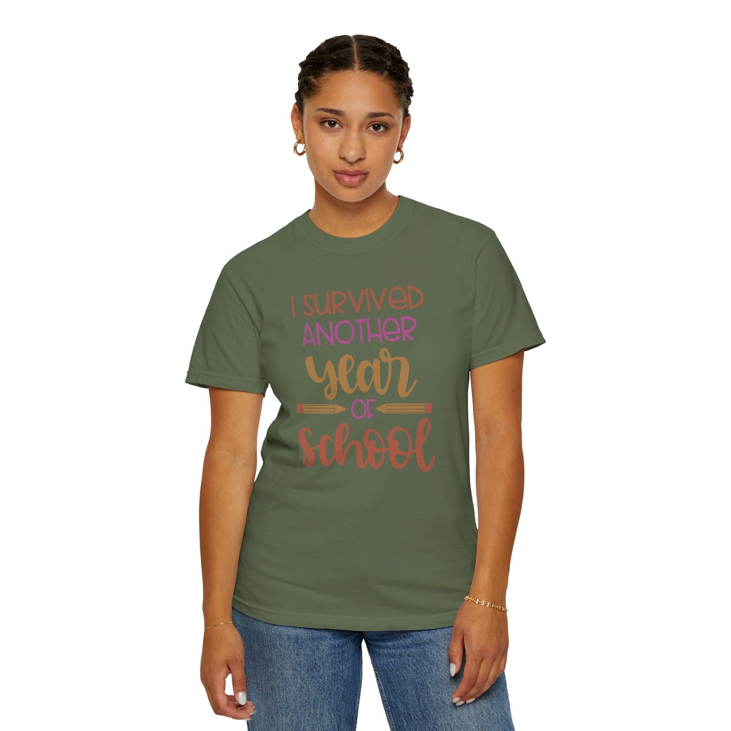 I Survived Another Year Of School Action Goal Setting Achievement Tee Self-Improvement Motivation Unisex Heavy Cotton T-Shirt