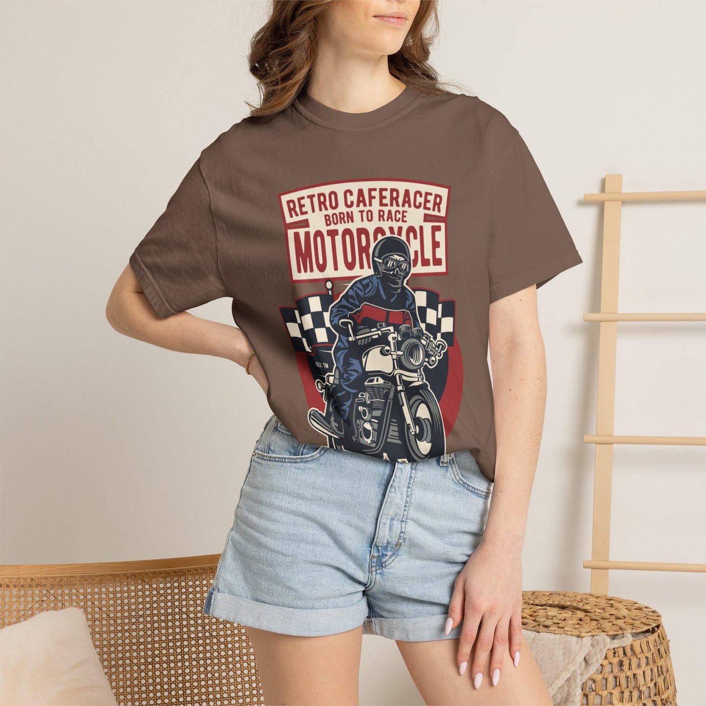 Retro Caferacer Vintage King Of The Road Classic Tee Bike Speed Racing Enthusiast Unisex Heavy Cotton T-Shirt