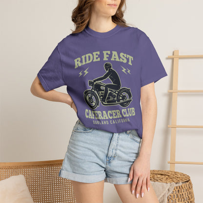 Thriller Ride Fast Caferacer Motorcycle Club Bike Lovers High-speed Adventure Bike Unisex Heavy Cotton T-Shirt