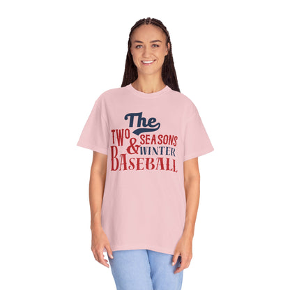 The Two Seasons Winter & Baseball Pitcher’s Snow Peace Tee Scoreboard Smiles Inning Of Joy Unisex Heavy Cotton T-Shirt