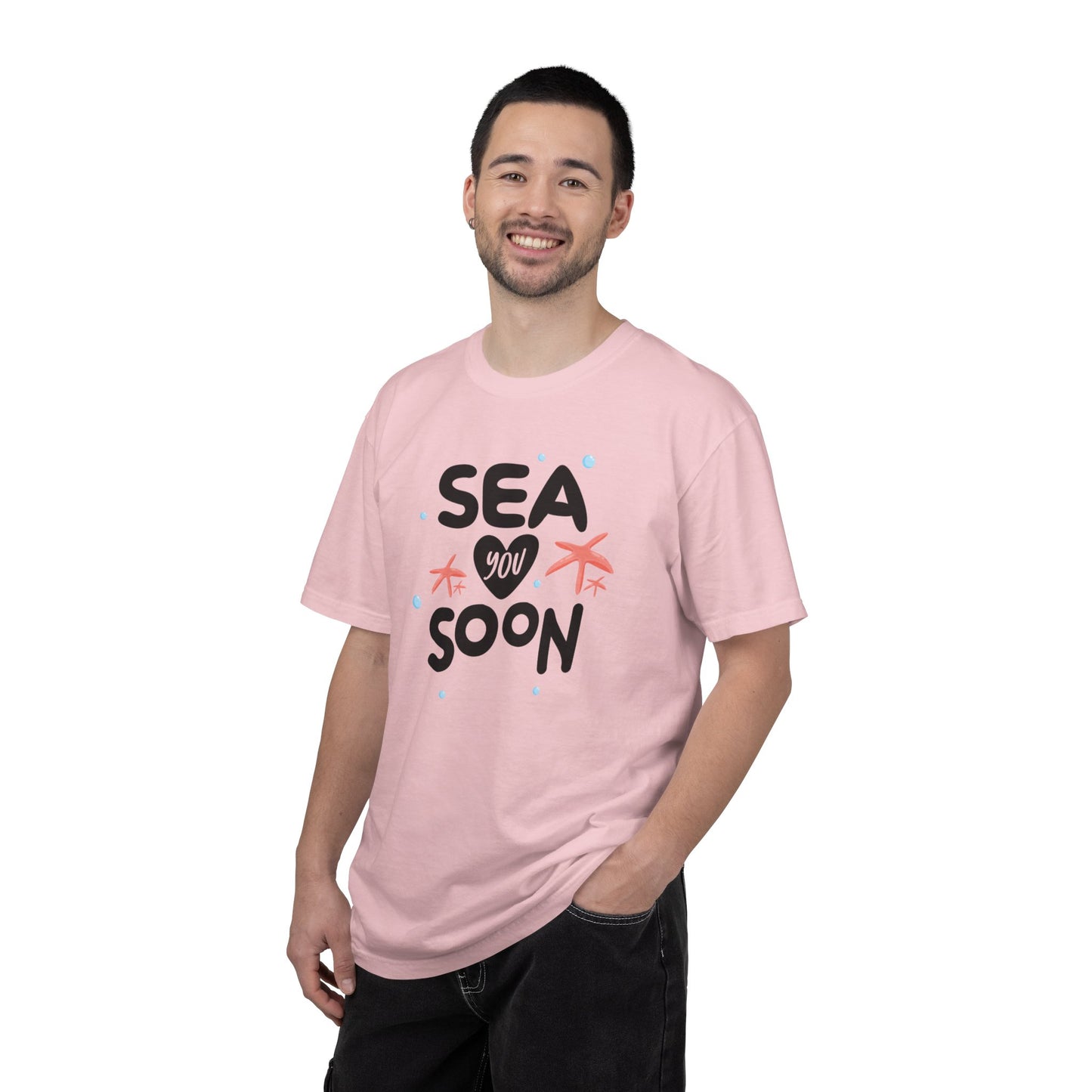Sea You Soon Sarcastic Tee Ocean Wordplay Seaside Lover Summer Goodbye Ocean Trip Unisex Heavy Cotton T-Shirt