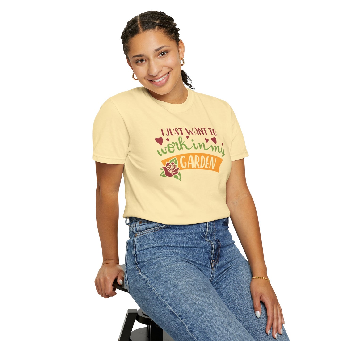 I Just Want To Work In My Garden Plant Enthusiasts Flower Lovers Tee Green Therapy Gardener Leafy Love Unisex Heavy Cotton T-Shirt