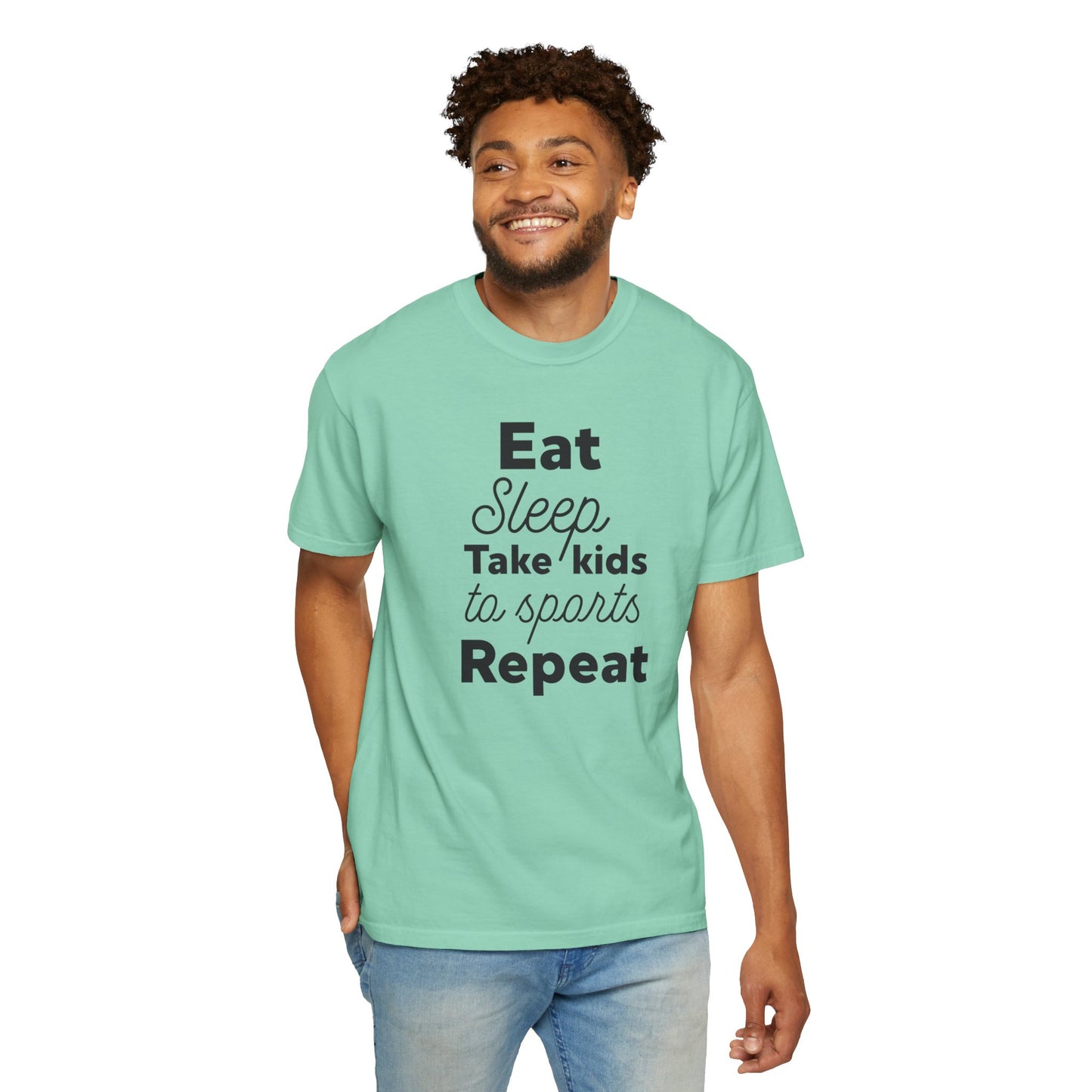 Eat Sleep Take Kids Motherhood Blessings Life Giver Mummy’s Tee Supermom Busy Schedule Duties Forever Same Routine Players Unisex Heavy Cotton T-Shirt