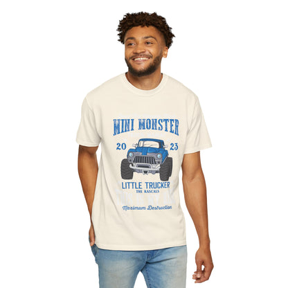 Funny Mini Monster Truck Manic Speed Truck Power Sarcastic Extreme Adventure Four-Wheel Drive Unisex Heavy Cotton T-Shirt