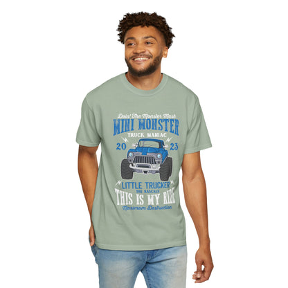 Funny Mini Monster Truck Manic Speed Truck Power Sarcastic Extreme Adventure Four-Wheel Drive Unisex Heavy Cotton T-Shirt