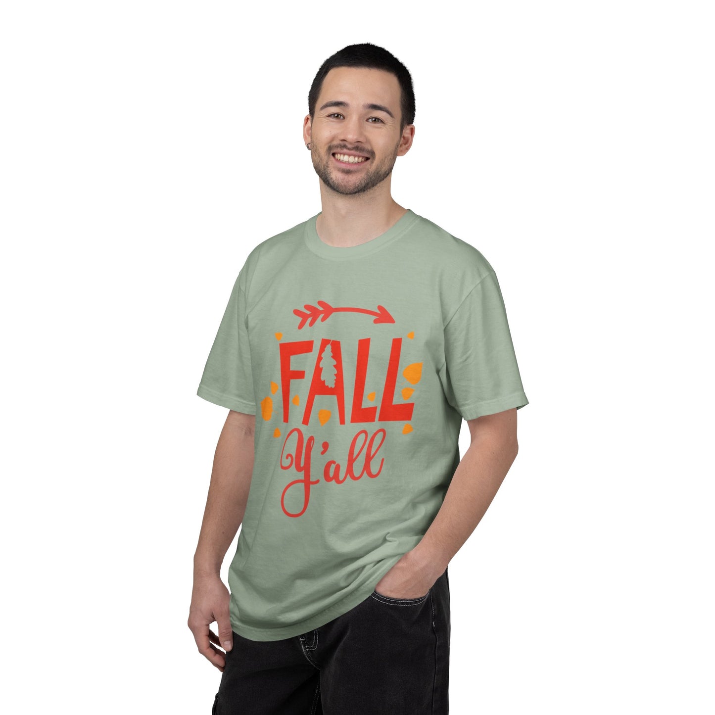 Fall Y’all Breeze Leaves Christmas Tee Jingle Bells Falling Beauty Holiday Spirit Unisex Heavy Cotton T-Shirt