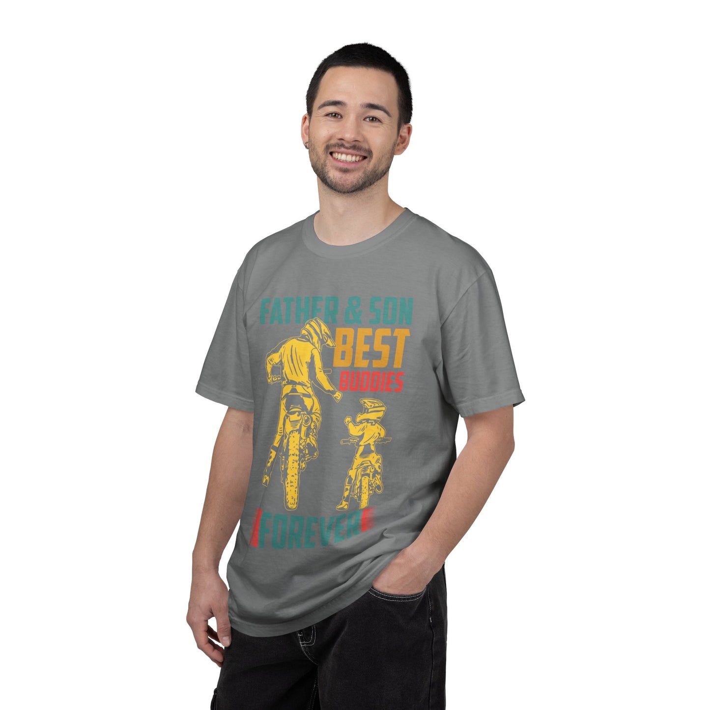 Lovable Father And Son Best Buddies Forever Role Model Loving Father Fatherhood Heroic Dad Unisex Heavy Cotton T-Shirt