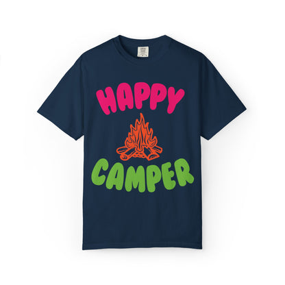Happy Camper Freedom Fighter Adventure Lovers Tee Nature Exploration Bonfire Travel Van Unisex Heavy Cotton T-Shirt