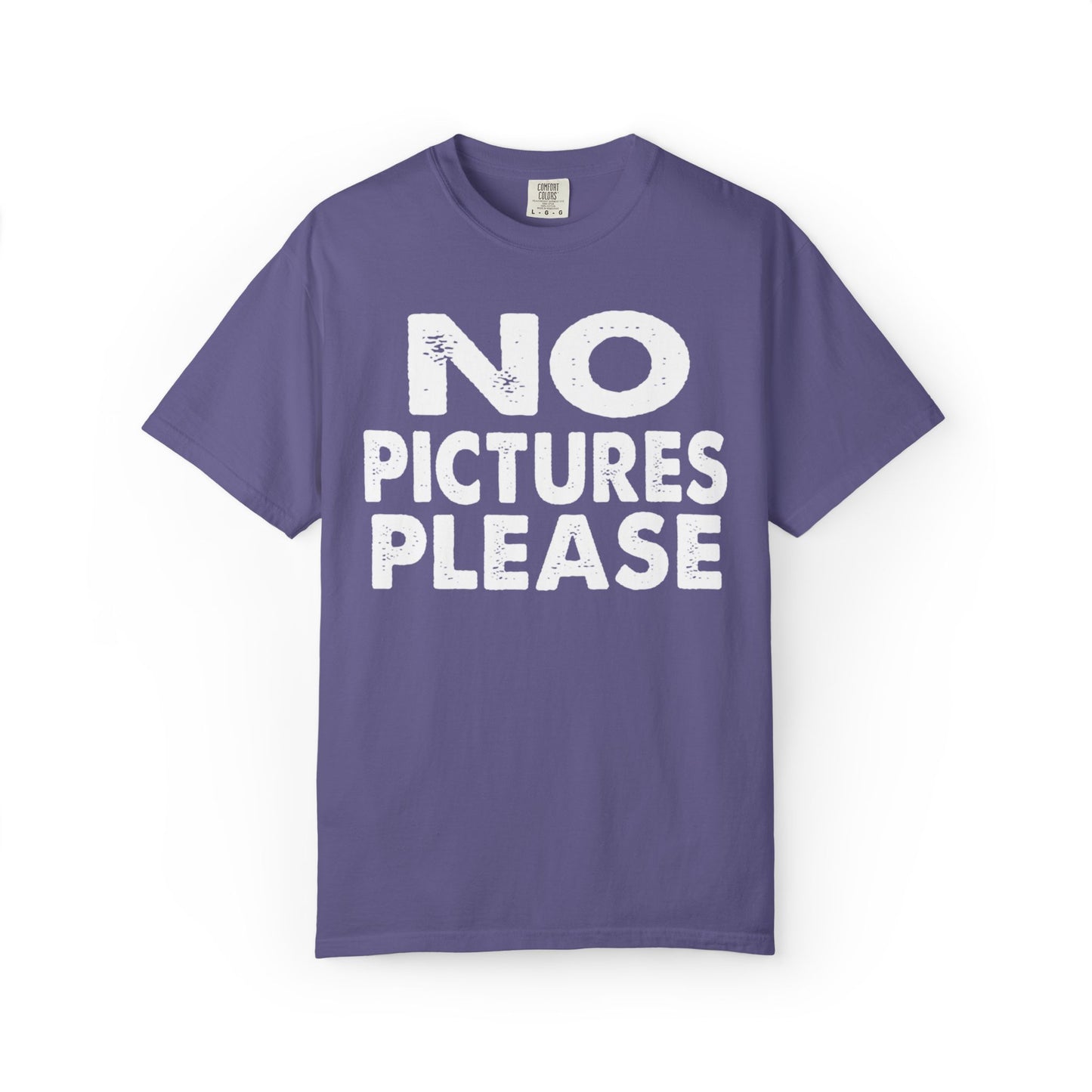 No Picture Please Photogenic Tee No Flash Camera-Shy Personal Space Unisex Heavy Cotton T-Shirt