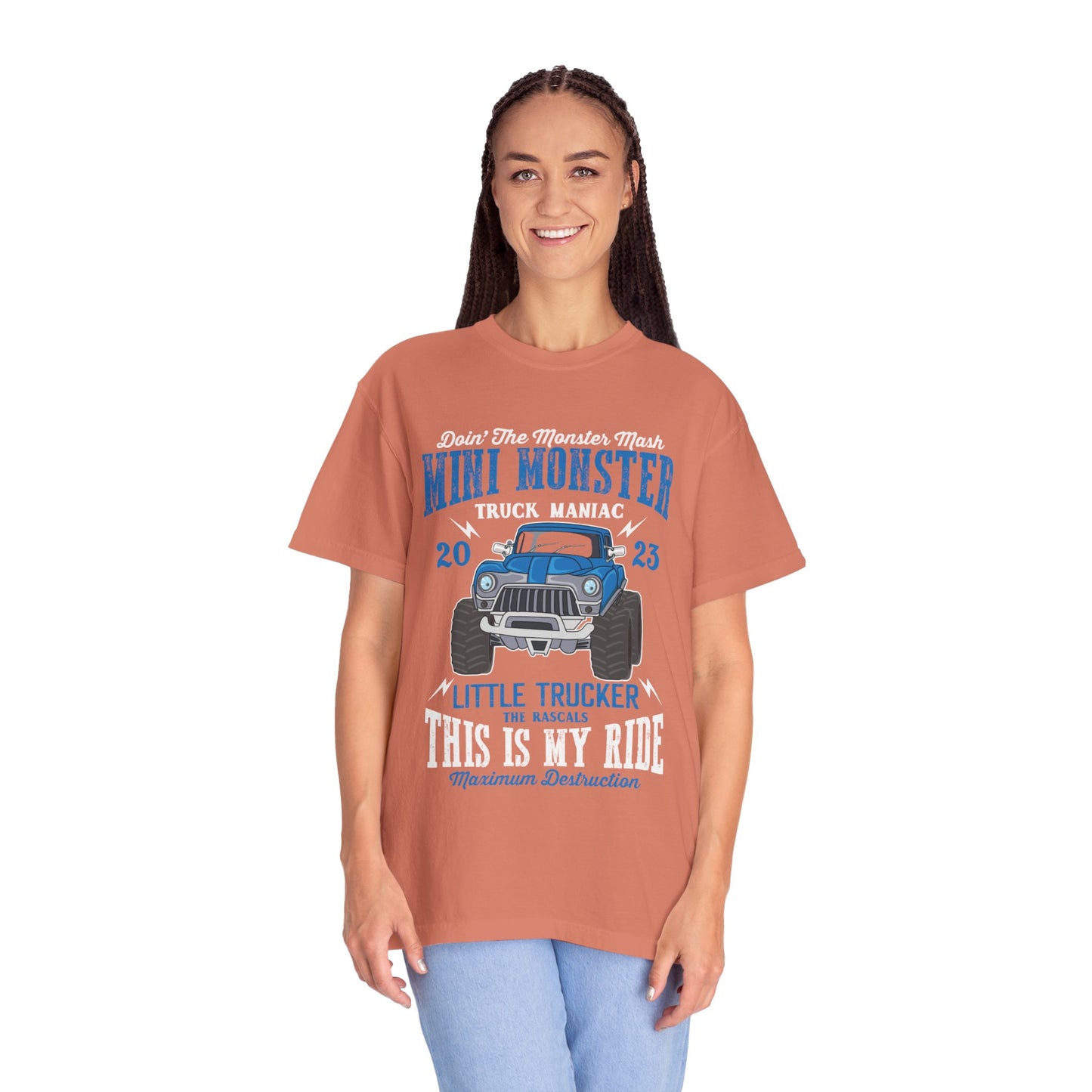 Funny Mini Monster Truck Manic Speed Truck Power Sarcastic Extreme Adventure Four-Wheel Drive Unisex Heavy Cotton T-Shirt